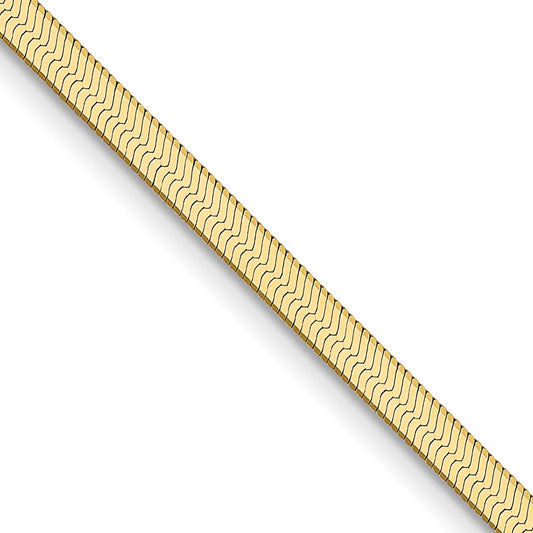 16 Inch 10K Yellow Gold 2.5mm Silky Herringbone Chain Necklace