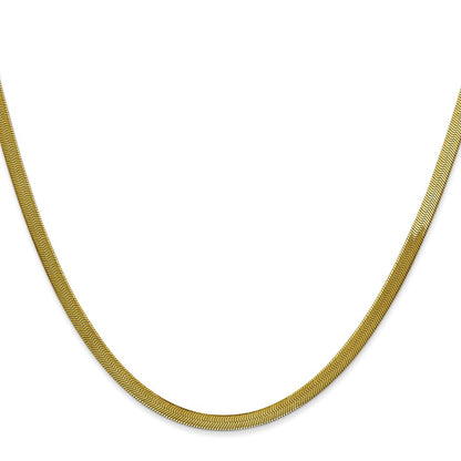 16 Inch 10K Yellow Gold 3mm Silky Herringbone Chain Necklace