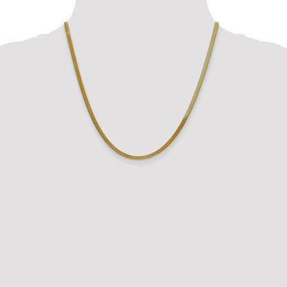2 Inch 10K Yellow Gold 3mm Silky Herringbone Chain Necklace