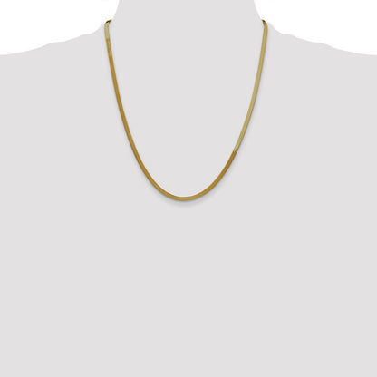 22 Inch 10K Yellow Gold 3mm Silky Herringbone Chain Necklace
