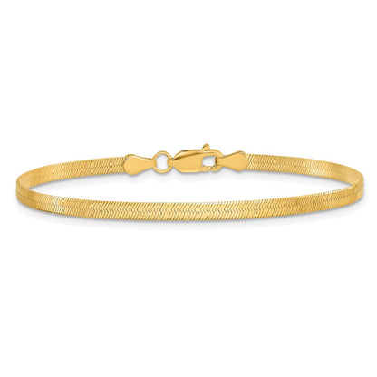 9 Inch 10K Yellow Gold 3mm Silky Herringbone Chain Bracelet