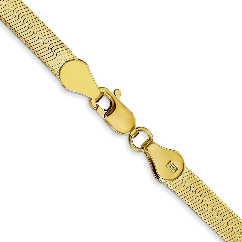 22 Inch 10K Yellow Gold 4mm Silky Herringbone Chain Necklace