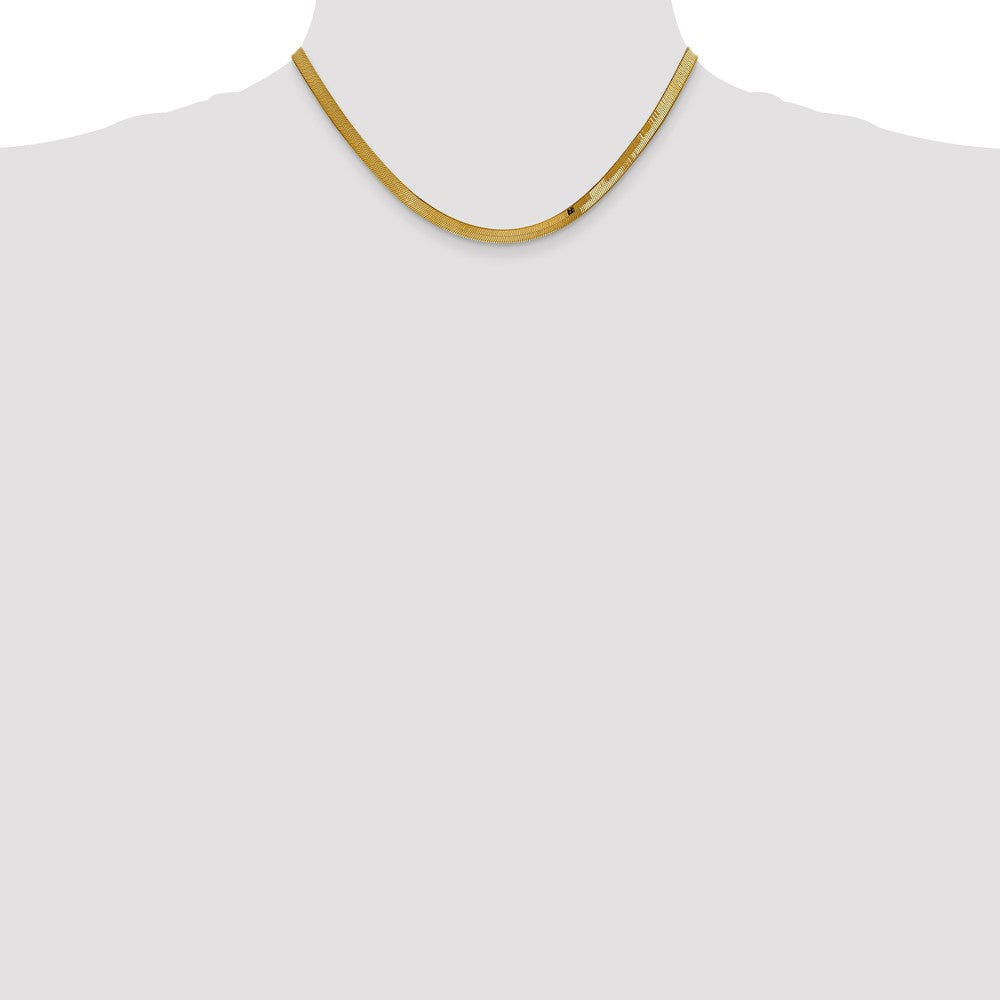 16 Inch 10K Yellow Gold 4mm Silky Herringbone Chain Necklace