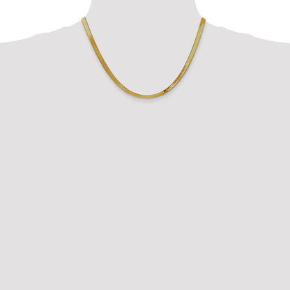 18 Inch 10K Yellow Gold 4mm Silky Herringbone Chain Necklace
