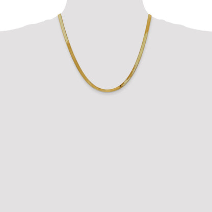 2 Inch 10K Yellow Gold 4mm Silky Herringbone Chain Necklace