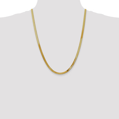 24 Inch 10K Yellow Gold 4mm Silky Herringbone Chain Necklace