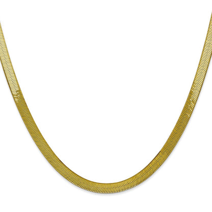 16 Inch 10K Yellow Gold 5mm Silky Herringbone Chain Necklace
