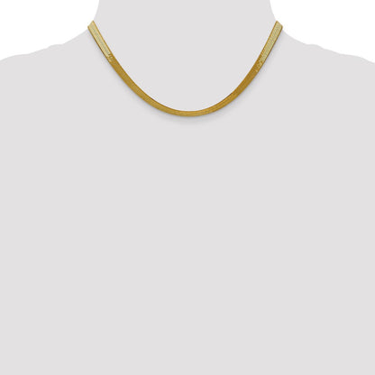 16 Inch 10K Yellow Gold 5mm Silky Herringbone Chain Necklace