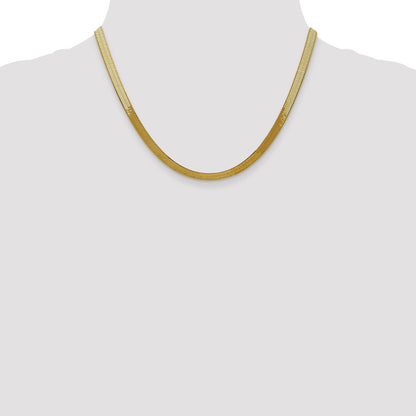 18 Inch 10K Yellow Gold 5mm Silky Herringbone Chain Necklace