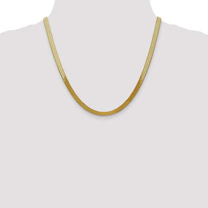 2 Inch 10K Yellow Gold 5mm Silky Herringbone Chain Necklace