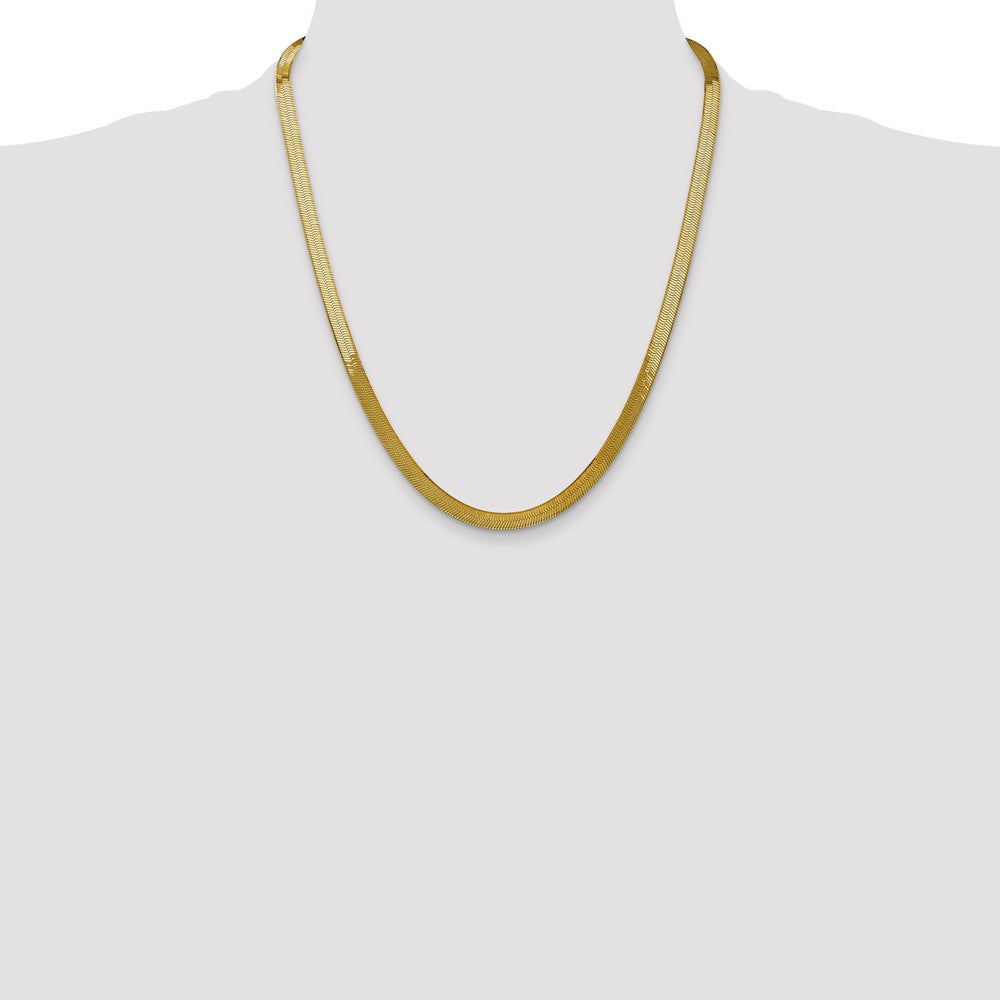 22 Inch 10K Yellow Gold 5mm Silky Herringbone Chain Necklace