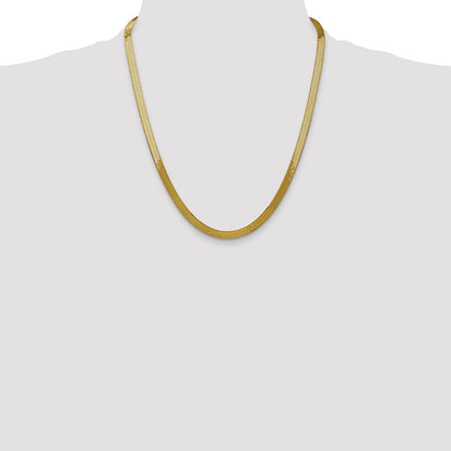 22 Inch 10K Yellow Gold 5mm Silky Herringbone Chain Necklace