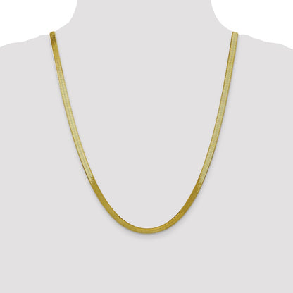 24 Inch 10K Yellow Gold 5mm Silky Herringbone Chain Necklace