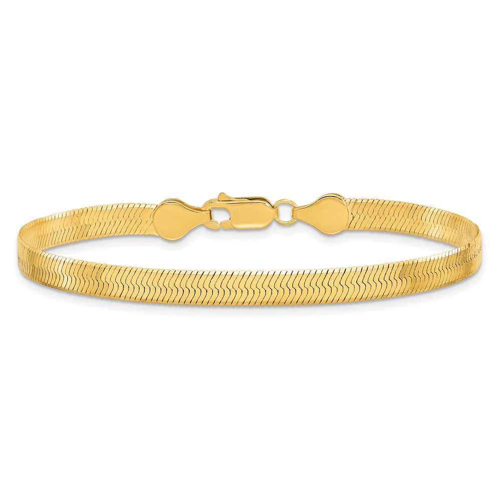 7 Inch 10K Yellow Gold 5mm Silky Herringbone Chain Bracelet