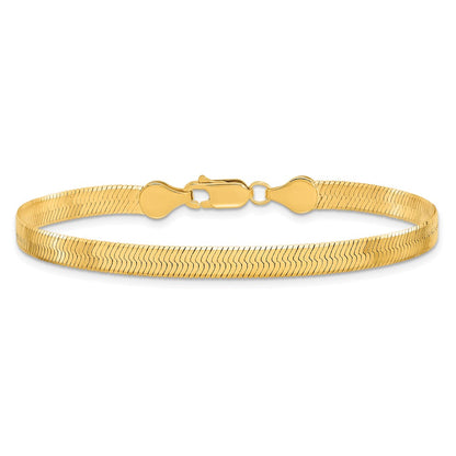 7 Inch 10K Yellow Gold 5mm Silky Herringbone Chain Bracelet