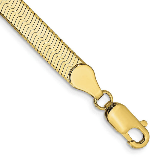 8 Inch 10K Yellow Gold 5mm Silky Herringbone Chain Bracelet
