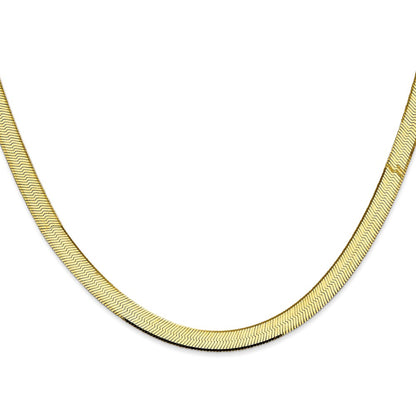 18 Inch 10K Yellow Gold 5.5mm Silky Herringbone Chain Necklace