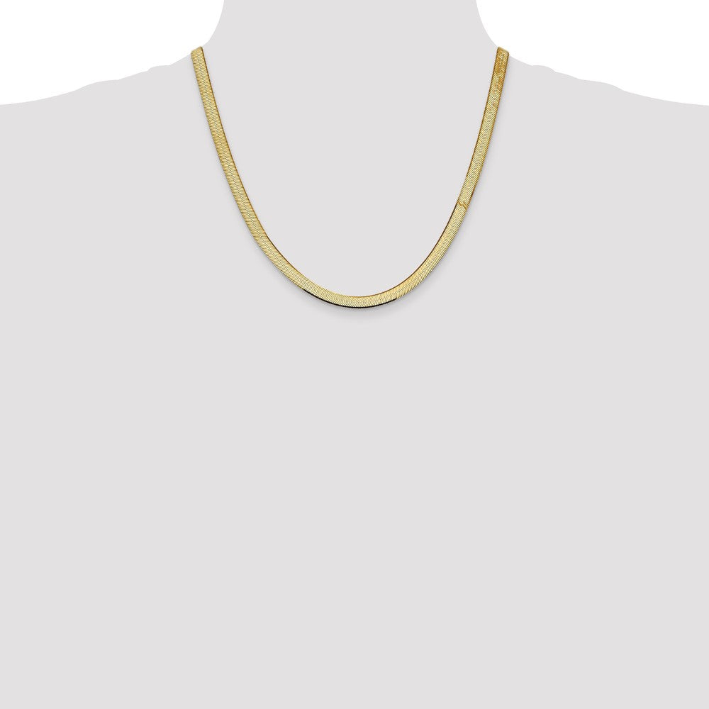 2 Inch 10K Yellow Gold 5.5mm Silky Herringbone Chain Necklace