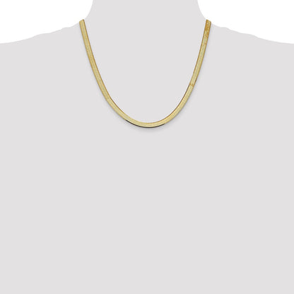 2 Inch 10K Yellow Gold 5.5mm Silky Herringbone Chain Necklace