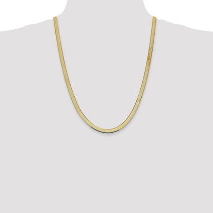 24 Inch 10K Yellow Gold 5.5mm Silky Herringbone Chain Necklace