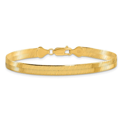 7 Inch 10K Yellow Gold 5.5mm Silky Herringbone Chain Bracelet