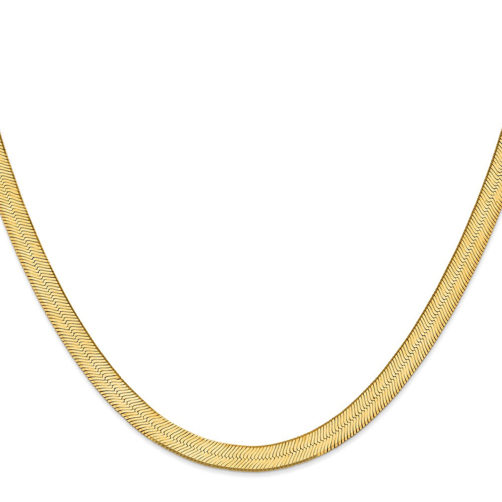 18 Inch 10K Yellow Gold 10K 6.5mm Silky Herringbone Chain Necklace