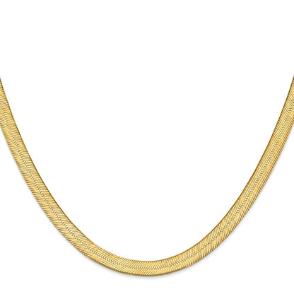 18 Inch 10K Yellow Gold 10K 6.5mm Silky Herringbone Chain Necklace