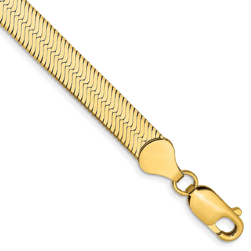 8 Inch 10K Yellow Gold 10K 6.5mm Silky Herringbone Chain Bracelet