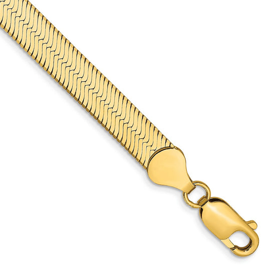 8 Inch 10K Yellow Gold 10K 6.5mm Silky Herringbone Chain Bracelet
