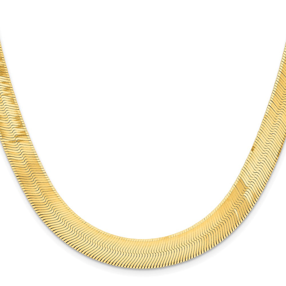 2 Inch 10K Yellow Gold 10K 10mm Silky Herringbone Chain Necklace