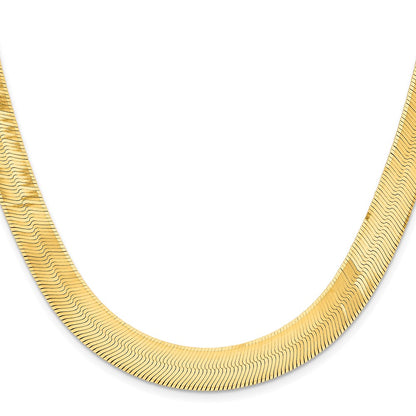 2 Inch 10K Yellow Gold 10K 10mm Silky Herringbone Chain Necklace