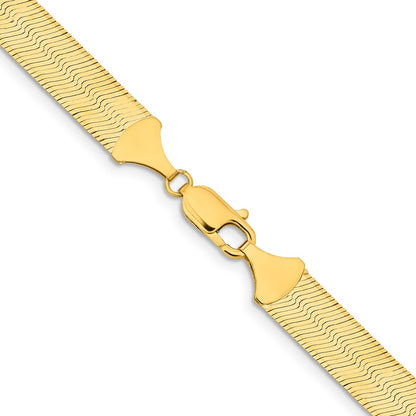 22 Inch 10K Yellow Gold 10K 10mm Silky Herringbone Chain Necklace