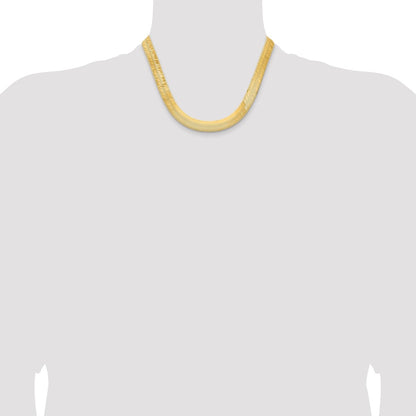 18 Inch 10K Yellow Gold 10K 10mm Silky Herringbone Chain Necklace