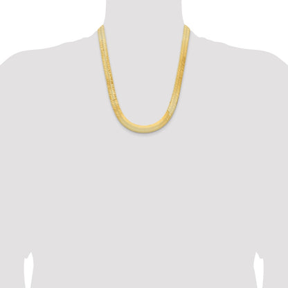 22 Inch 10K Yellow Gold 10K 10mm Silky Herringbone Chain Necklace