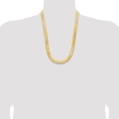 24 Inch 10K Yellow Gold 10K 10mm Silky Herringbone Chain Necklace