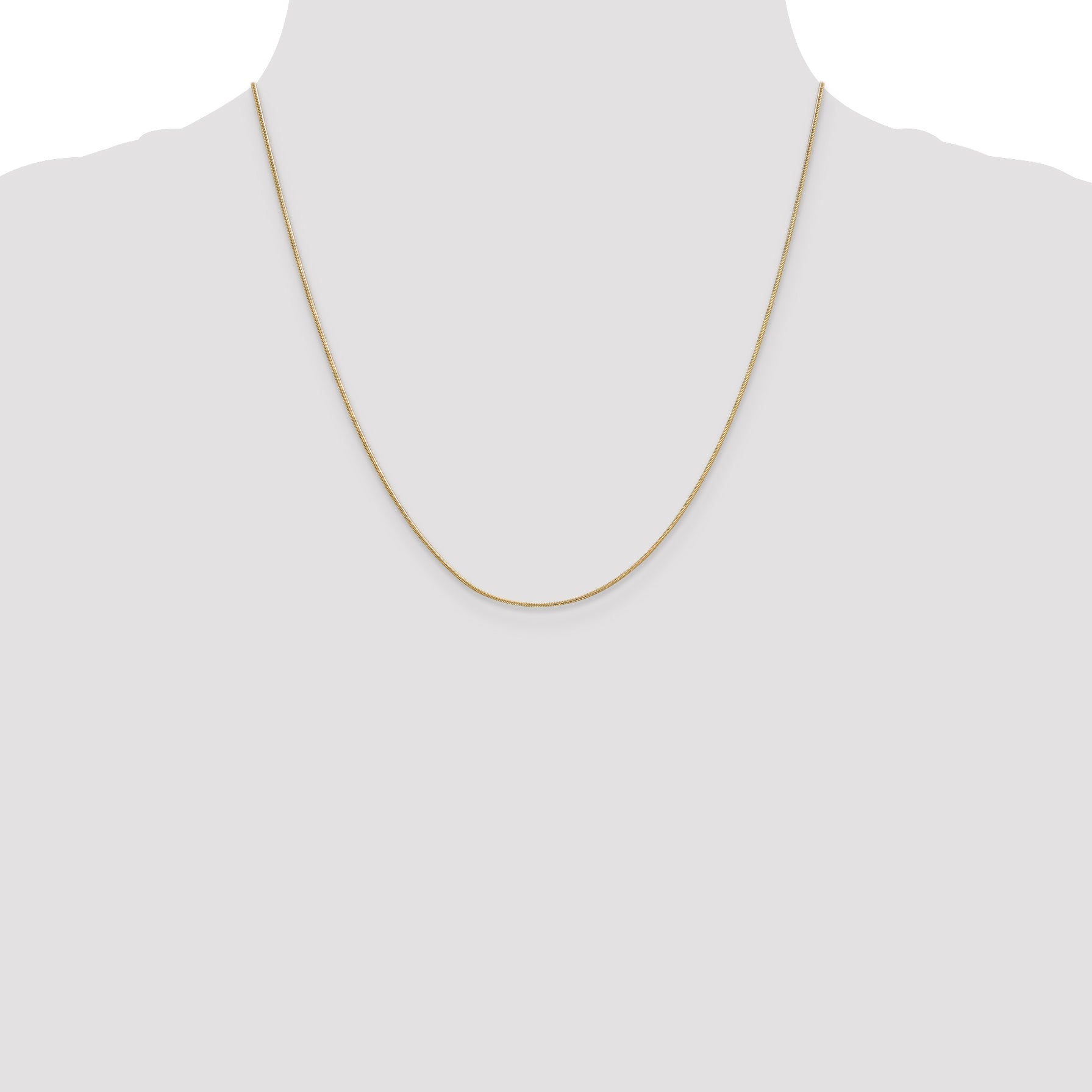2 Inch 10K Yellow Gold .9mm Round Snake Chain Necklace