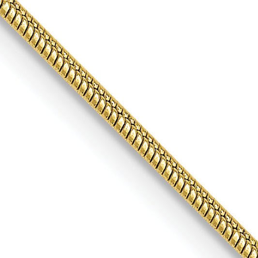 24 Inch 10K Yellow Gold 1.1mm Round Snake Chain Necklace