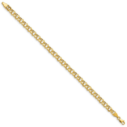10K Yellow Gold Lite 5mm Diamond-Cut Double Link Charm Bracelet