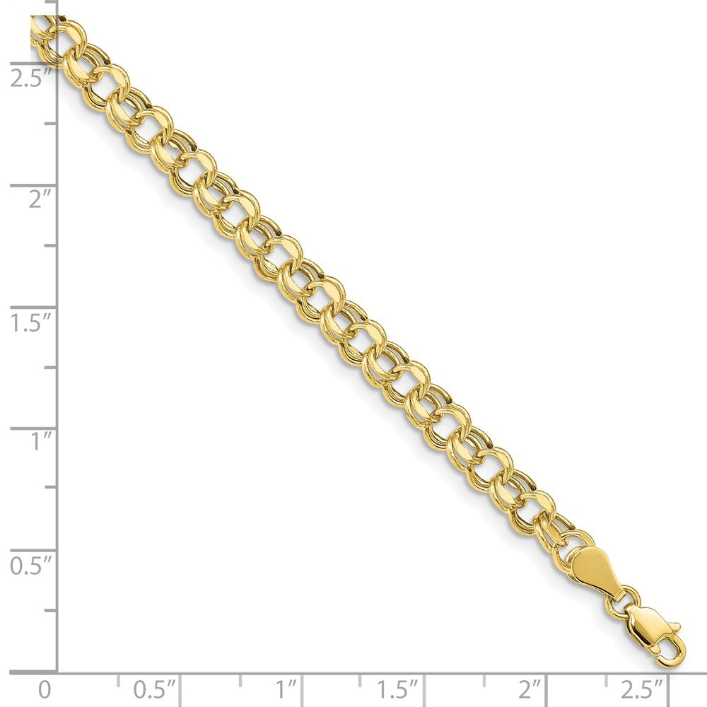 10K Yellow Gold Lite 5mm Diamond-Cut Double Link Charm Bracelet