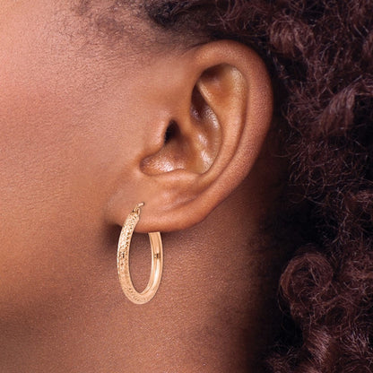 10K Rose Gold 10K 3mm Diamond-Cut Hoop