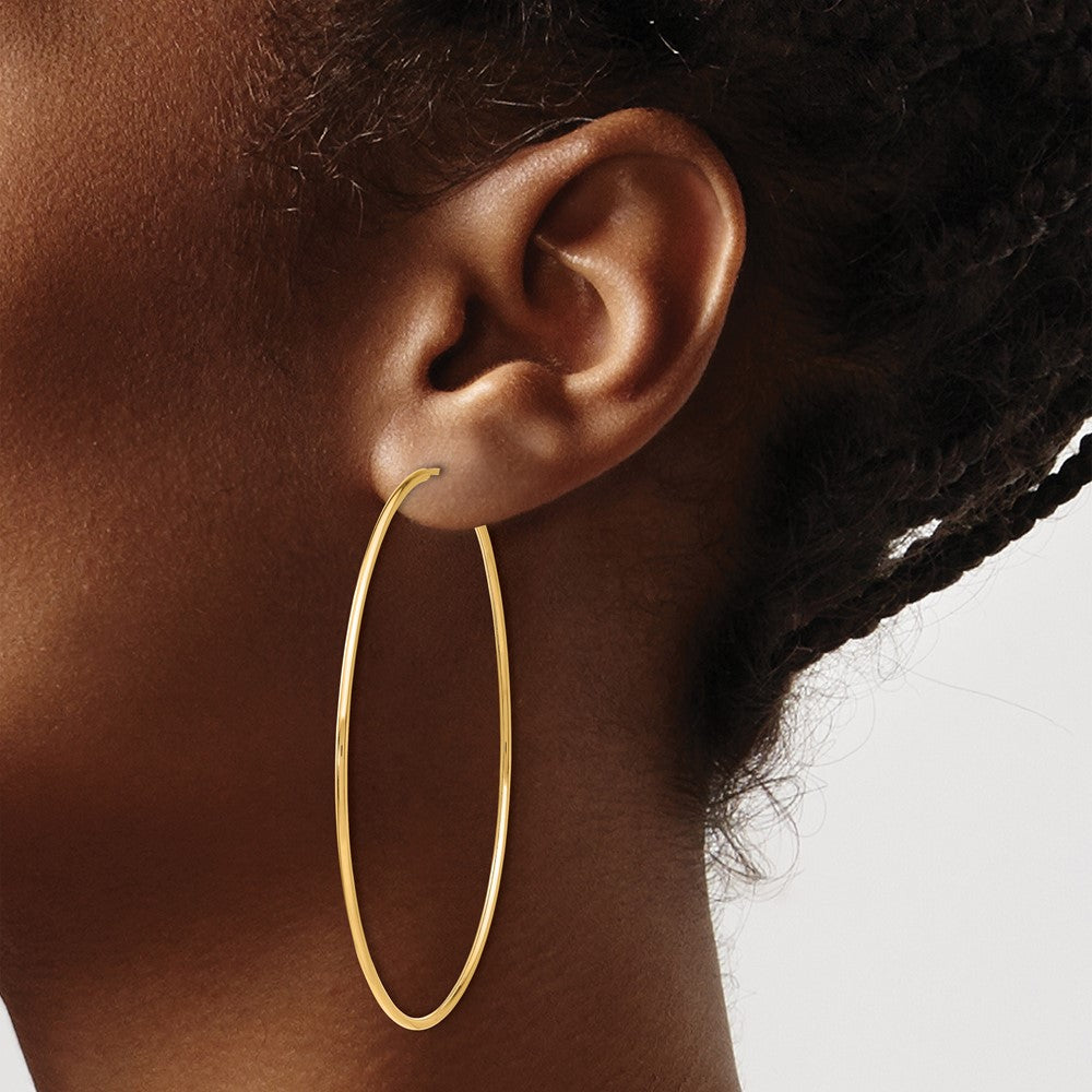 10K Yellow Gold Polished Endless Tube Hoop Earrings