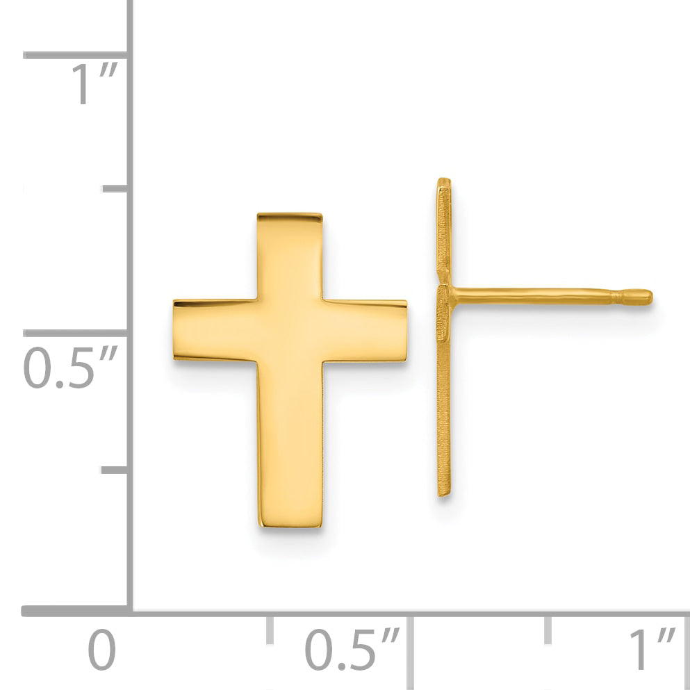 10K Yellow Gold Polished Cross Earrings