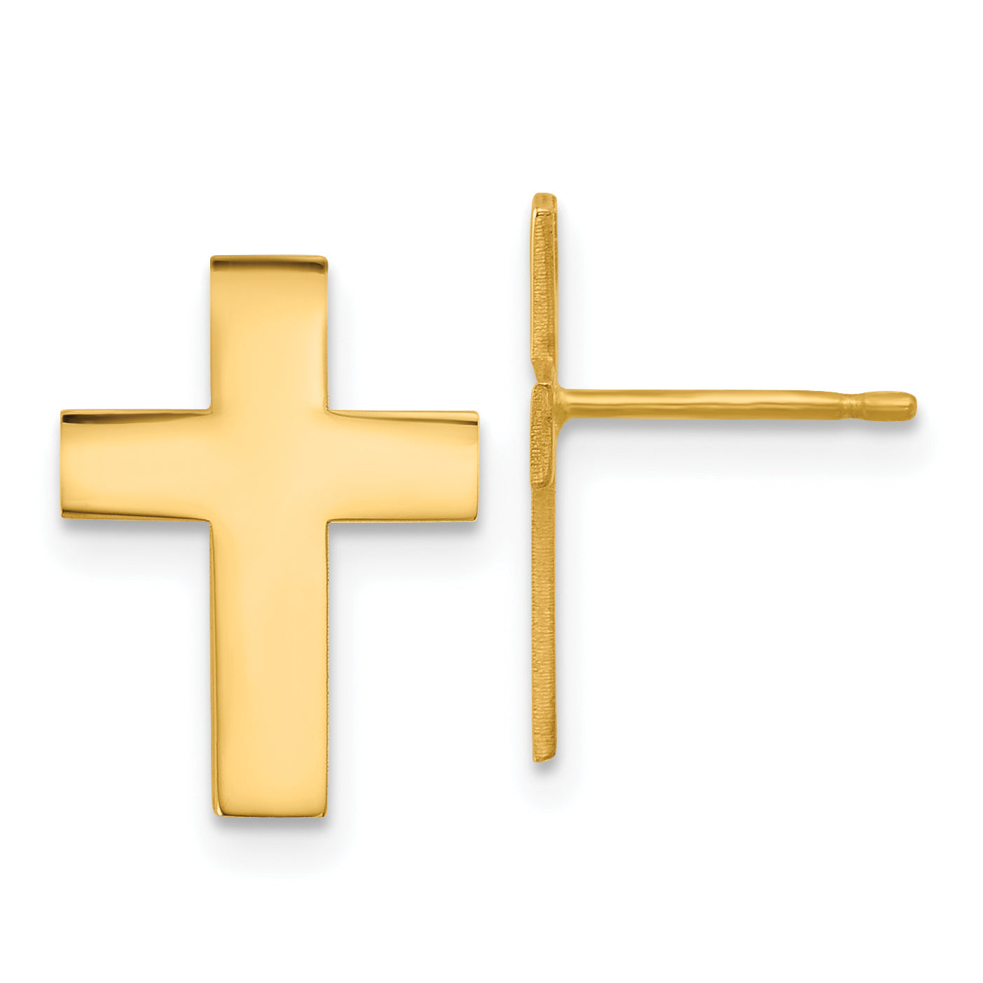 10K Yellow Gold Polished Cross Earrings