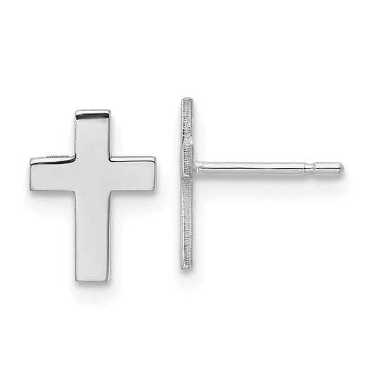 10K White Gold Polished Cross Earrings