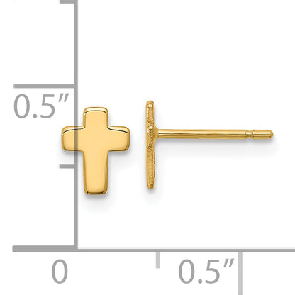 10K Yellow Gold Polished Cross Post Earrings