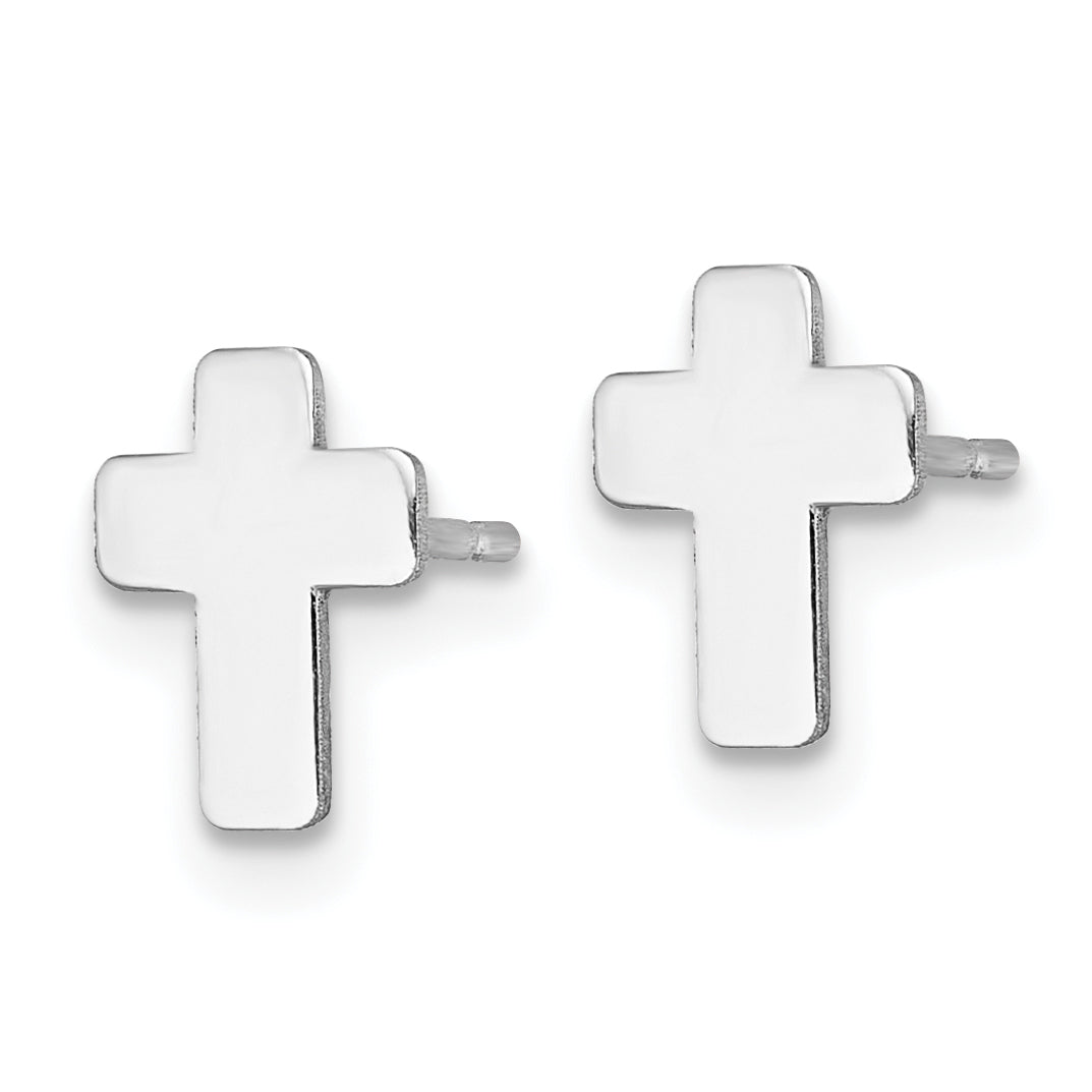 10K White Gold Polished Cross Post Earrings