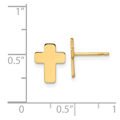 10K Yellow Gold Polished Cross Post Earrings
