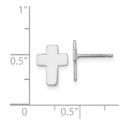 10K White Gold Polished Cross Post Earrings