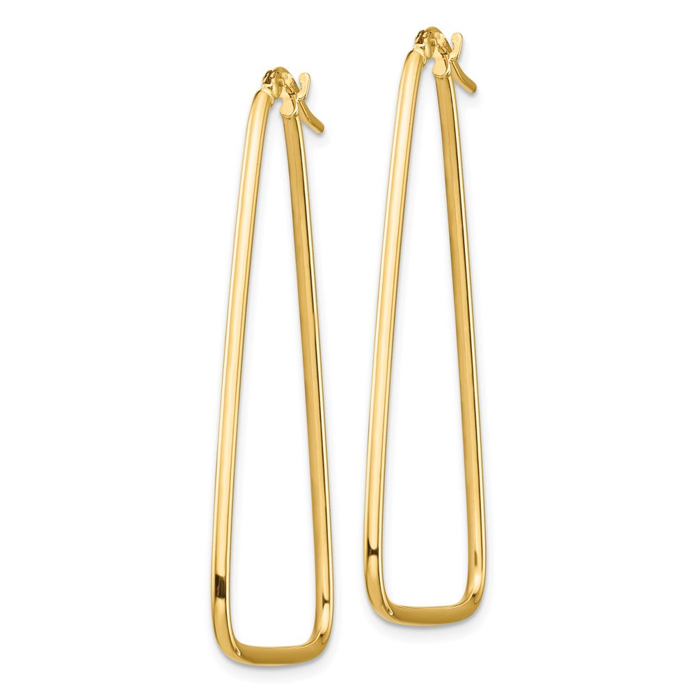 10K Yellow Gold 1.5mm Polished Large Triangle Dangle Hoop Earrings