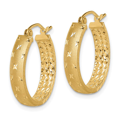10K Yellow Gold Polished Diamond-Cut In/Out Hoop Earrings